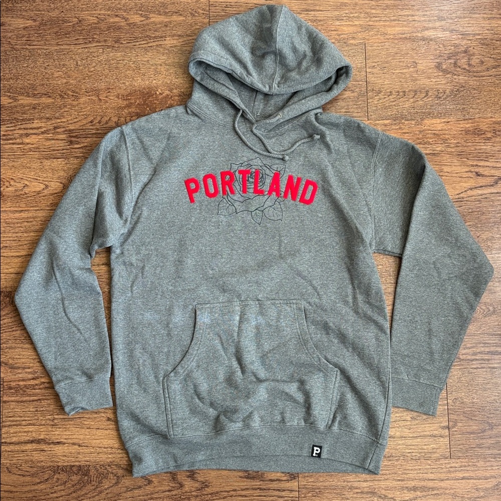 Portland Gear Gray Hoodie with Red Lettering